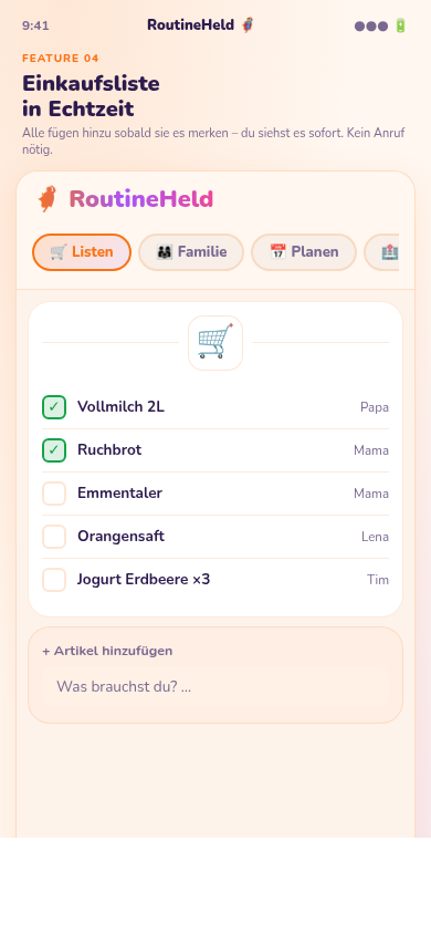 RoutineHeld Einkaufsliste