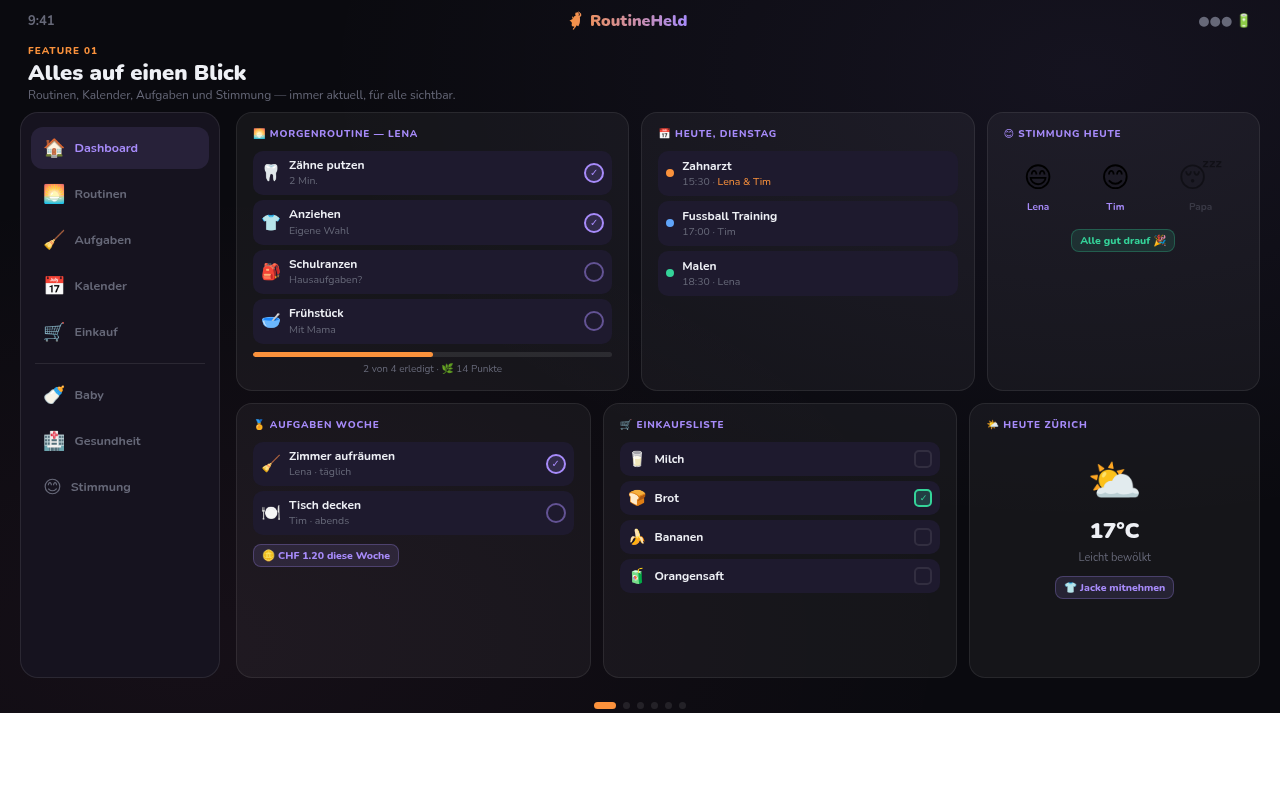 RoutineHeld Tablet Dashboard