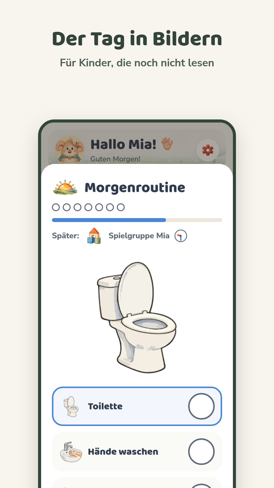 Tageskreis mit Morgenroutine